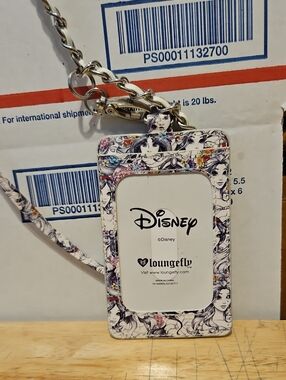 Disney Floral Character Card Lanyard ID Holder - White/Purple Accents